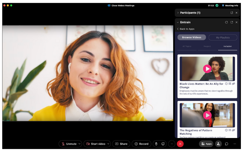 Cisco + Emtrain: Empower Everyone to Build a Conscious Workplace Culture | Engage your training with impactful real-life workplace video scenarios with the Emtrain Webex app and create an inclusive workplace culture
