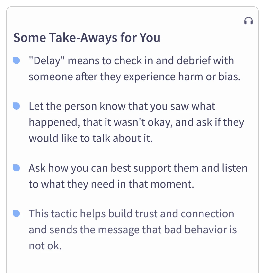 Take Action - Intervention Method Delay