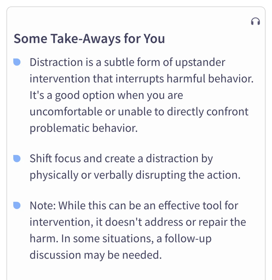 Take Action - Intervention Method Distract