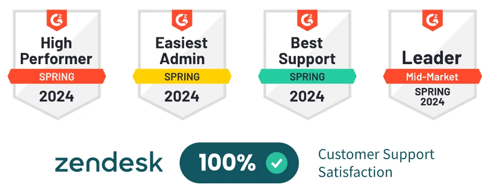 G2 Badges and Zendesk Rating