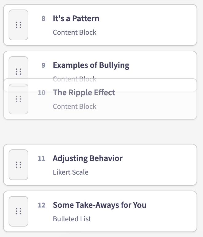 Reorder Lessons in AuthorAI Emtrain
