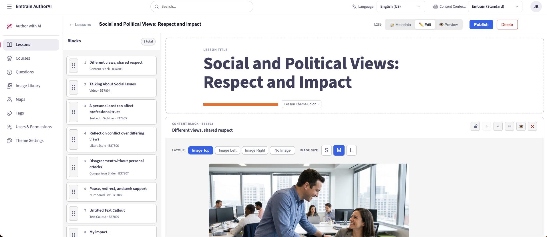 AuthorAI Lesson Social issues & Politics at Work
